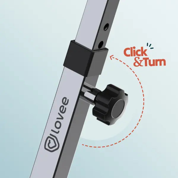 Quick click and turn adjustment system for easy fitting