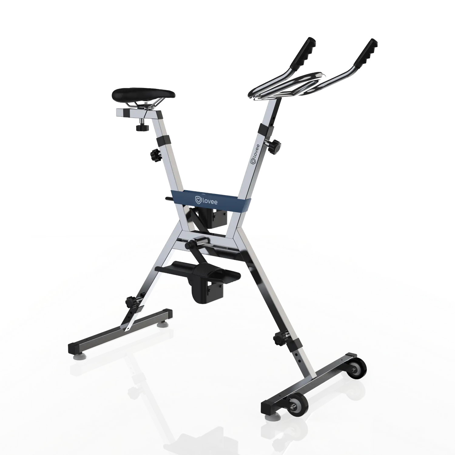 Lovee Aquabike with blue resistance band. ::visual:blue