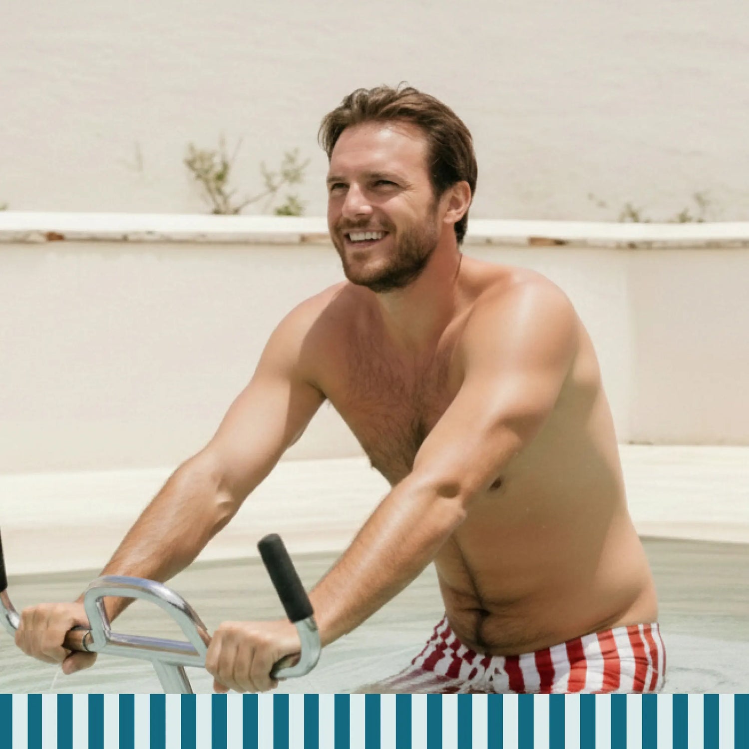 Man enjoying a gentle fitness session with the Lovee aquabike to get back in shape